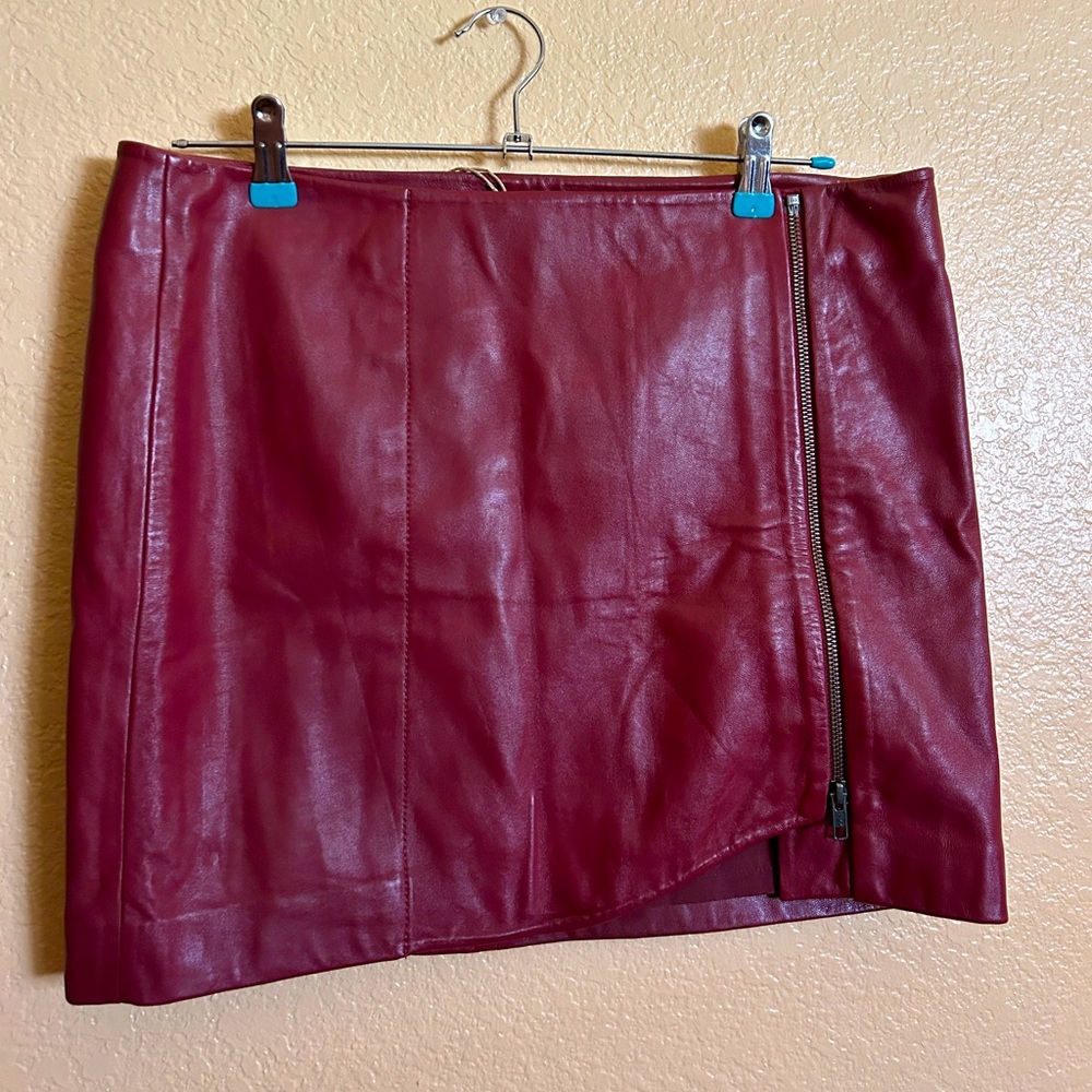 Leith Red Leather Skirt